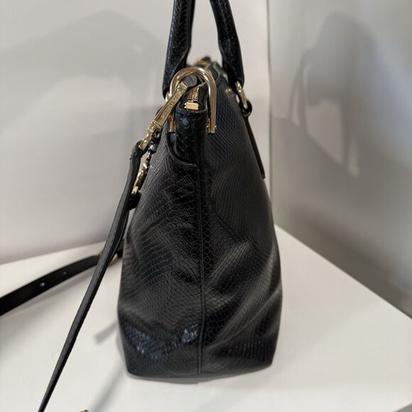 Michael Kors Elson Python Embossed Convertible Satchel Top Handle Crossbody - Picture 5 of 16